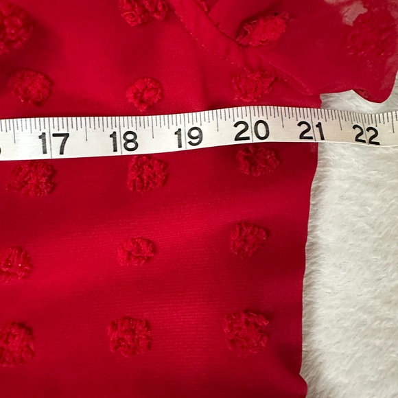 Chic Red Ruffle Blouse - Picture 6 of 6